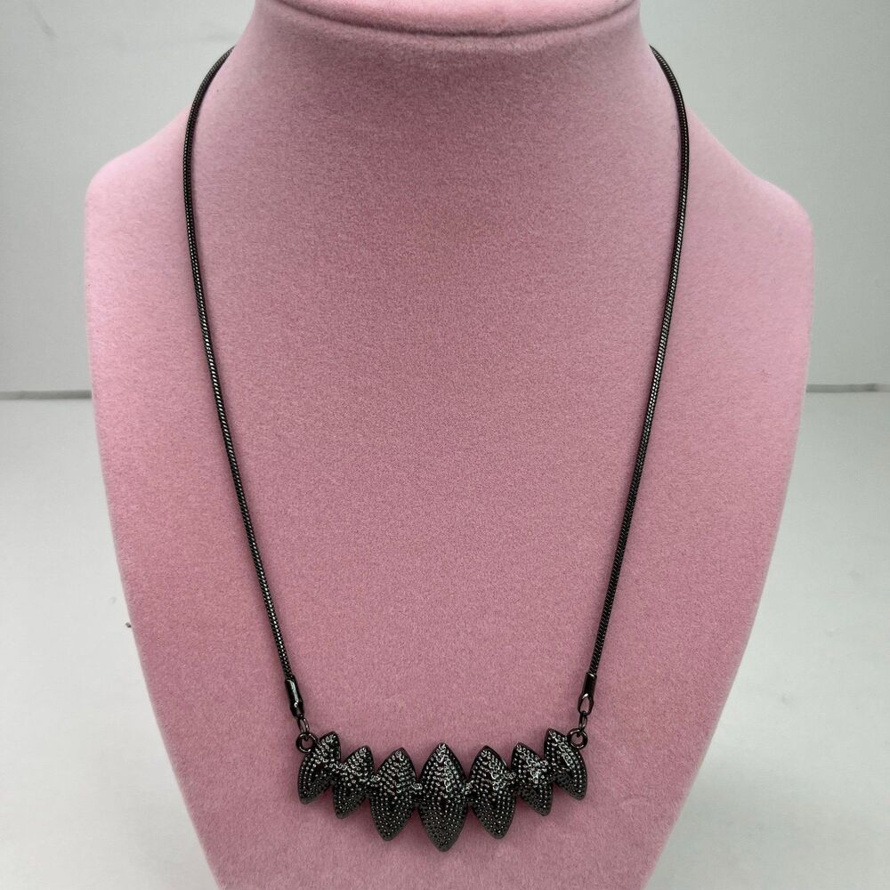 Necklace Gun Metal Black With Rhinestones Women’s Jewelry #582